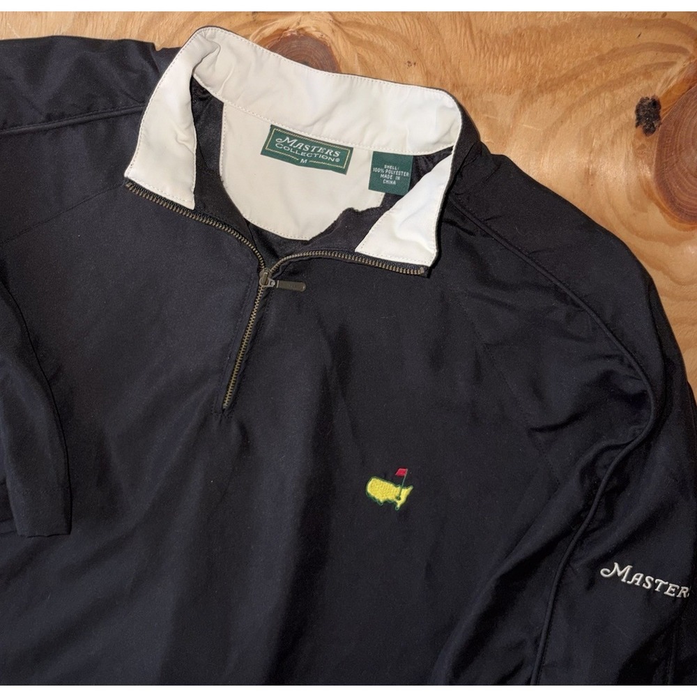 Masters Collection Golf 1/4 Zip Windbreaker Pullover Medium Black Short Sleeve